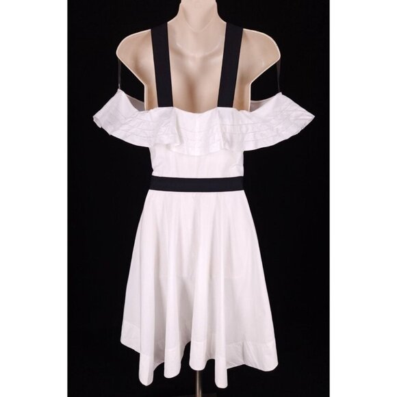 Derek Lam 10 Crosby Off The Shoulder Halter Dress 0 XS White Poplin $495US - Picture 9 of 11